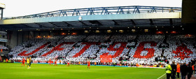 Choreo fanoušků Liverpoolu „JFT96"